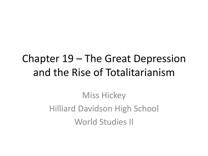 chapter 19 the great depression and the rise of totalitarianism
