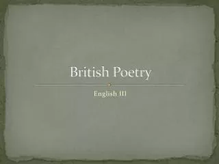 British Poetry