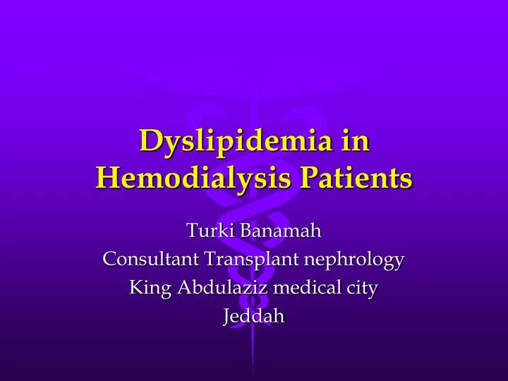 dyslipidemia in hemodialysis p atients
