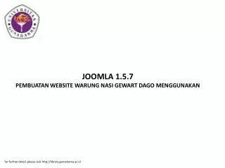 JOOMLA 1.5.7 PEMBUATAN WEBSITE WARUNG NASI GEWART DAGO MENGGUNAKAN