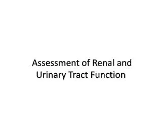 Assessment of Renal and Urinary Tract Function