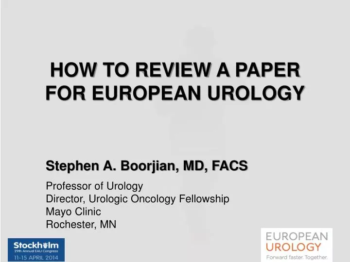 how to review a paper for european urology