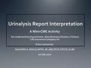 Urinalysis Report Interpretation