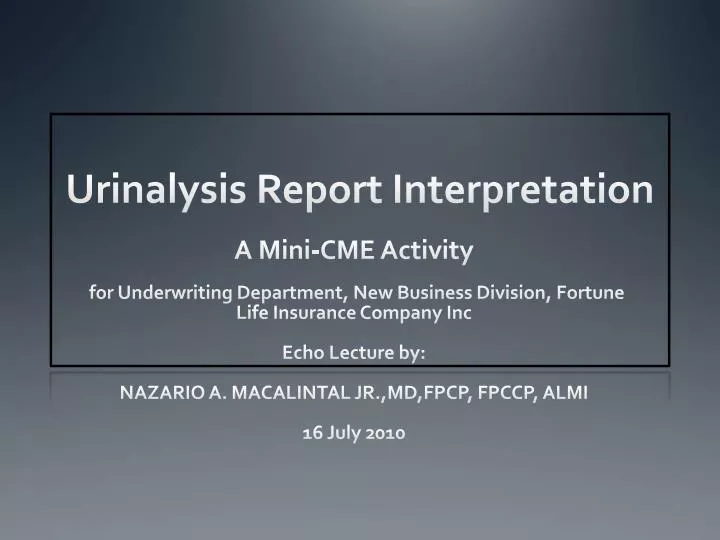urinalysis report interpretation