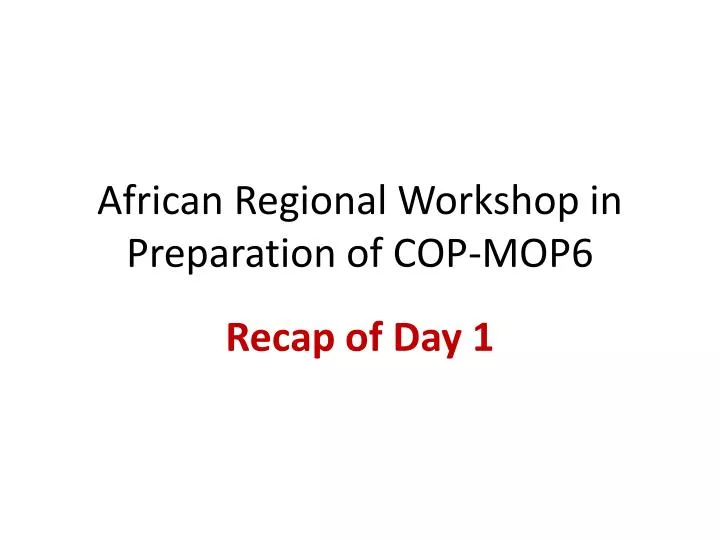 african regional workshop in preparation of cop mop6