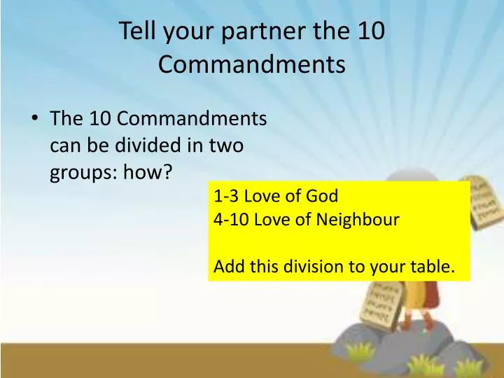 tell your partner the 10 commandments