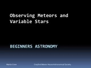 Beginners Astronomy