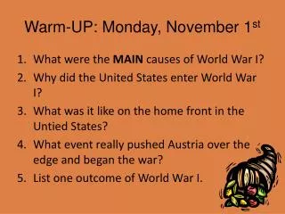 Warm-UP: Monday, November 1 st