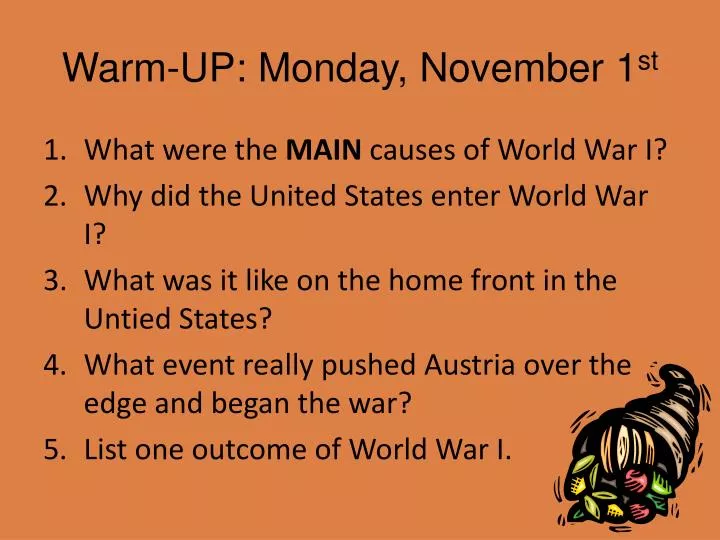warm up monday november 1 st