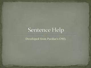 Sentence Help