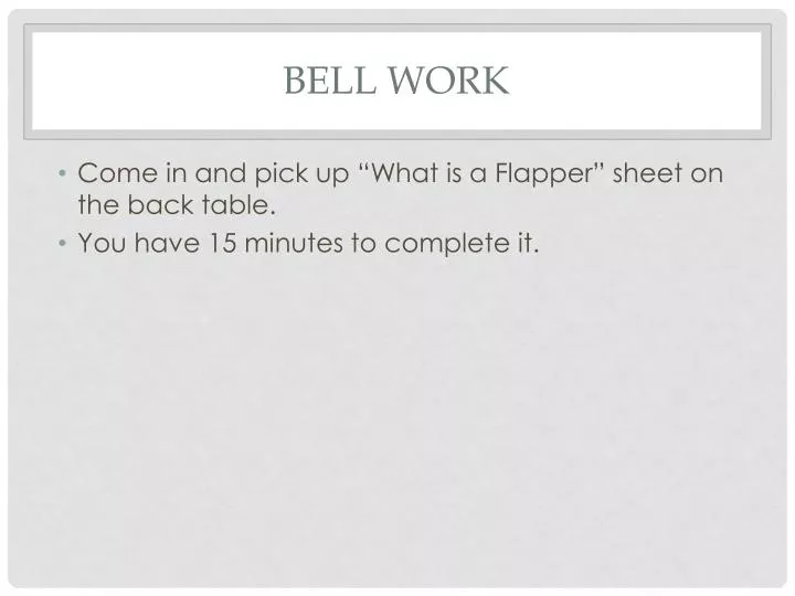 bell work