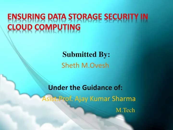 ensuring data storage security in cloud computing