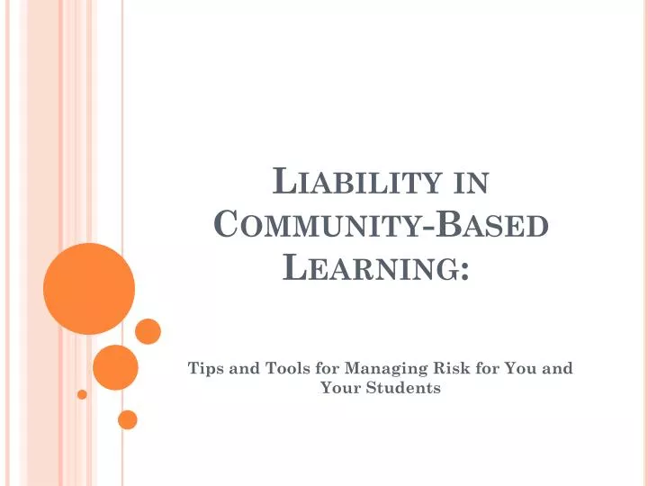 liability in community based learning