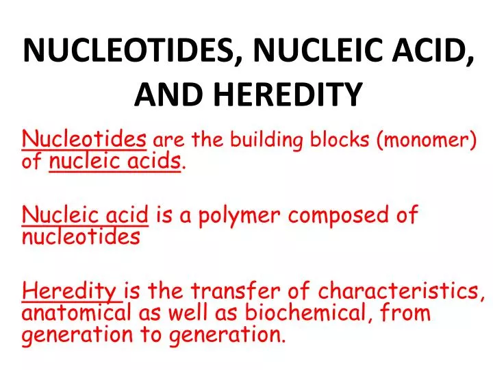 nucleotides nucleic acid and heredity