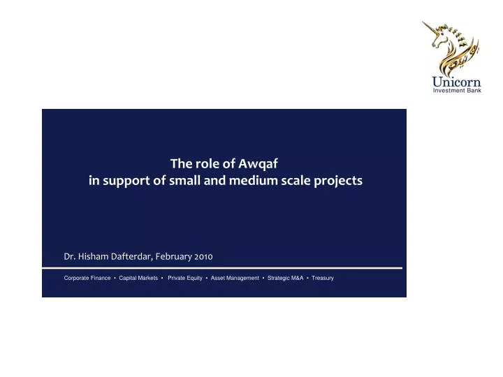 the role of awqaf in support of small and medium scale projects