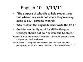 English 10- 9/19/11