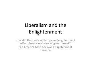 Liberalism and the Enlightenment