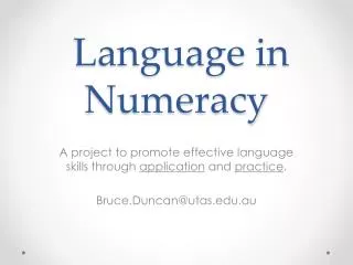 Language in Numeracy
