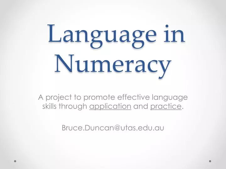 language in numeracy