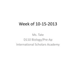 Week of 10-15-2013
