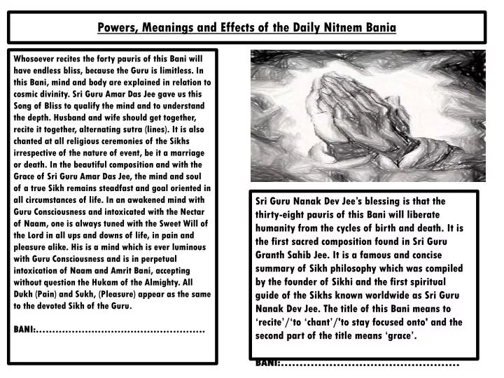 powers meanings and effects of the daily nitnem bania