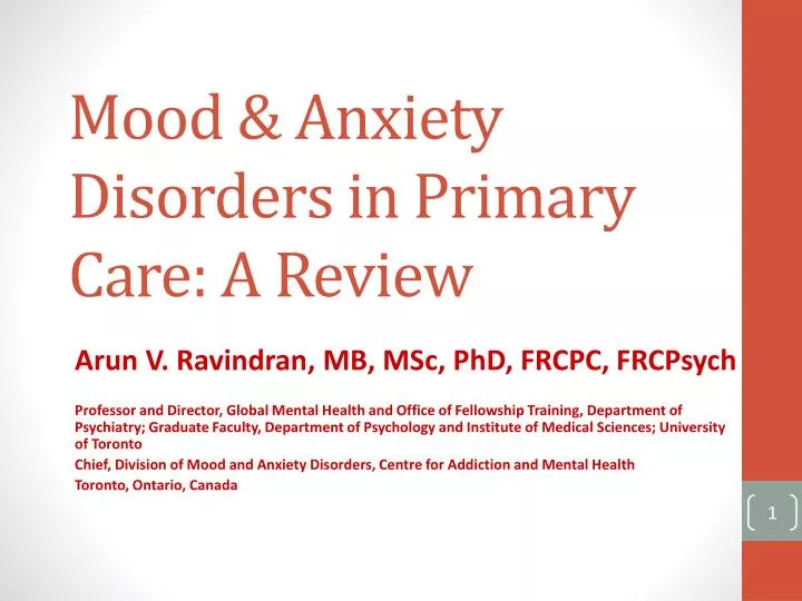 mood anxiety disorders in primary care a review