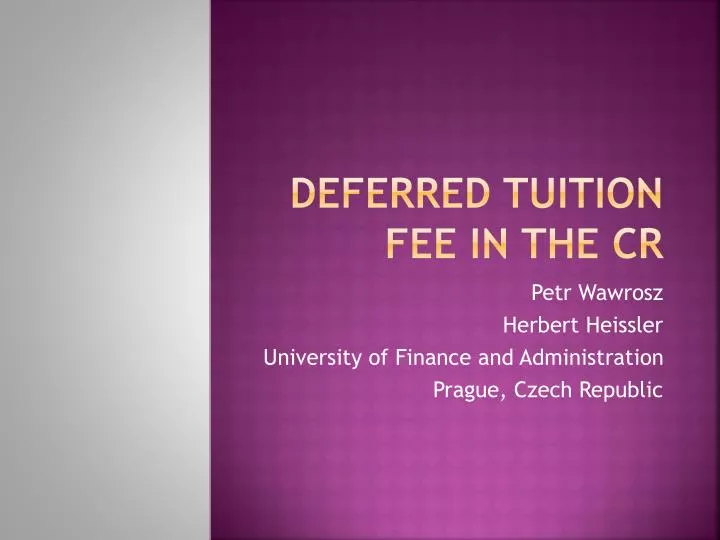 deferred tuition fee in the cr