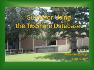 Guide for Using the TexShare Databases