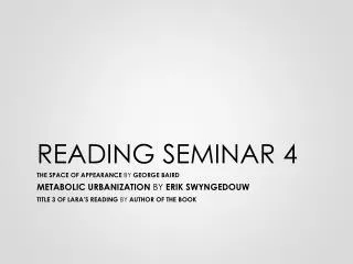 READING SEMINAR 4