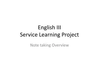 English III Service Learning Project