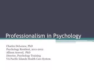 Professionalism in Psychology