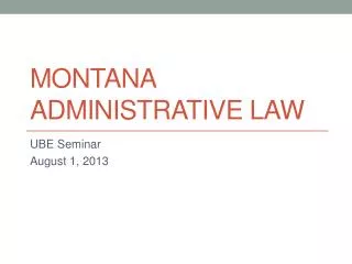 Montana Administrative Law