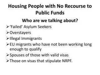 Housing People with No Recourse to Public Funds