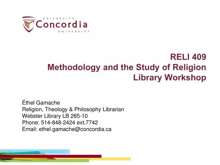 reli 409 methodology and the study of religion library workshop