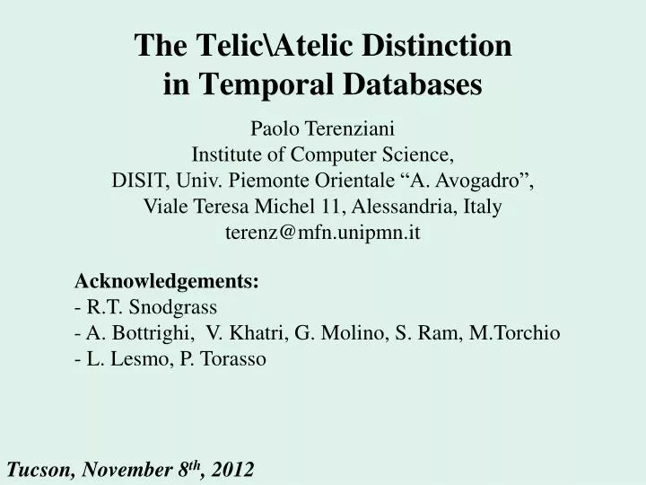 the telic atelic distinction in temporal databases