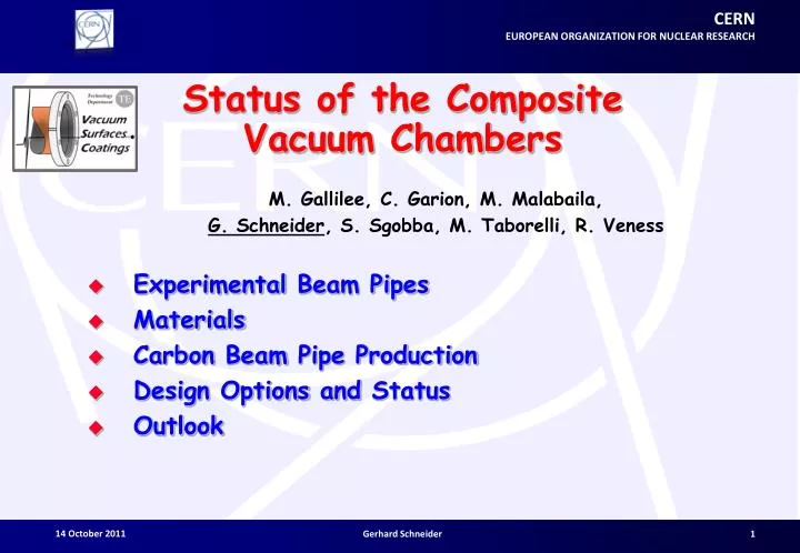 status of the composite vacuum chambers