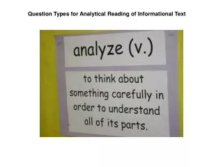 Question Types for Analytical Reading of Informational Text