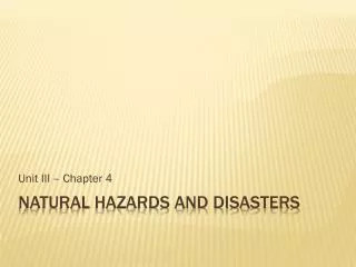 Natural hazards and Disasters