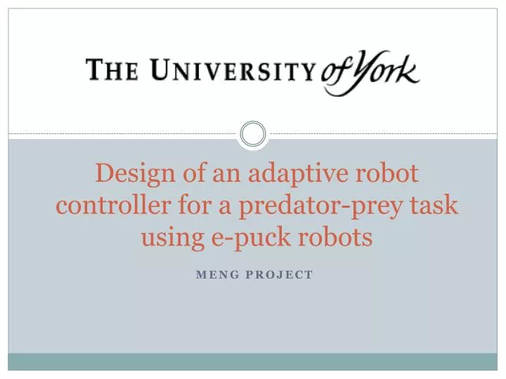design of an adaptive r obot controller for a predator prey task using e puck robots