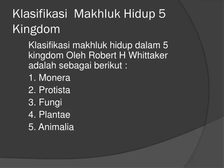 klasifikasi makhluk hidup 5 kingdom