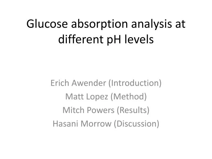 glucose absorption analysis at different ph levels