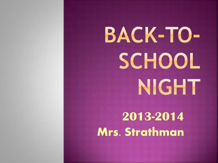 back to school night