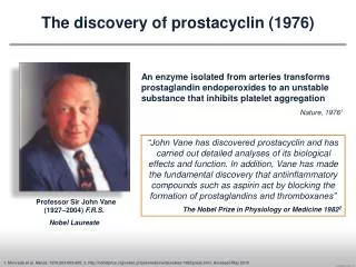 The discovery of prostacyclin (1976)