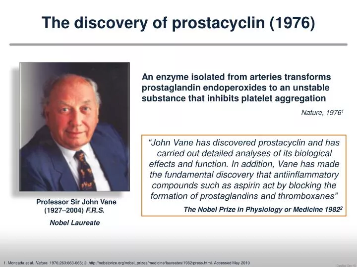 the discovery of prostacyclin 1976