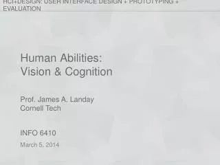 Human Abilities: Vision &amp; Cognition