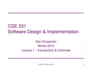 CSE 331 Software Design &amp; Implementation