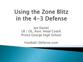Using the Zone Blitz in the 4-3 Defense