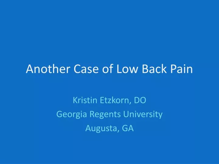 another case of low back pain