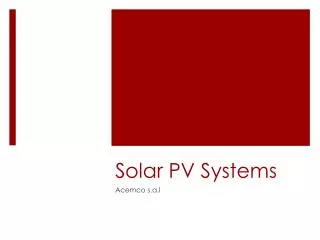 Solar PV Systems