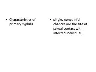 Characteristics of primary syphilis